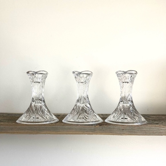 Lead crystal candlesticks set of 3 - Picture 1 of 4
